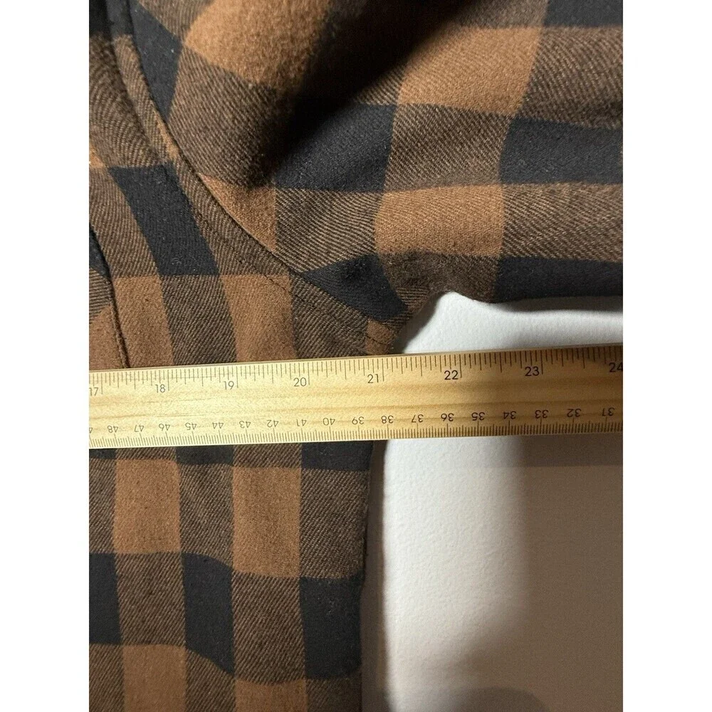 Nomad Cozy Thermal Lined Flannel Mens Medium Brown Black Shirt Shacket Button Up